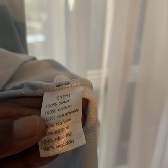 Lactose Men’s Cotton Striped Polo Shirt Size 6 (XL) P2P 21”X 26” Blue/White - Picture 6 of 9